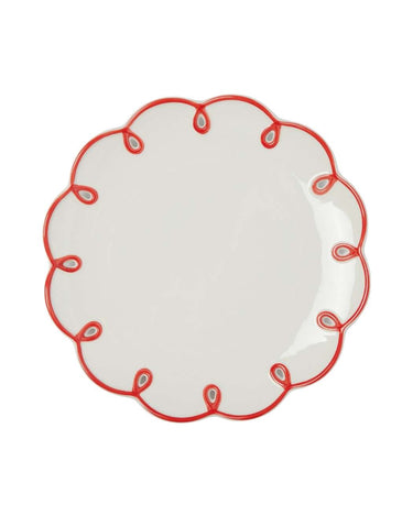 Rosy Red Scalloped Dinner Plates