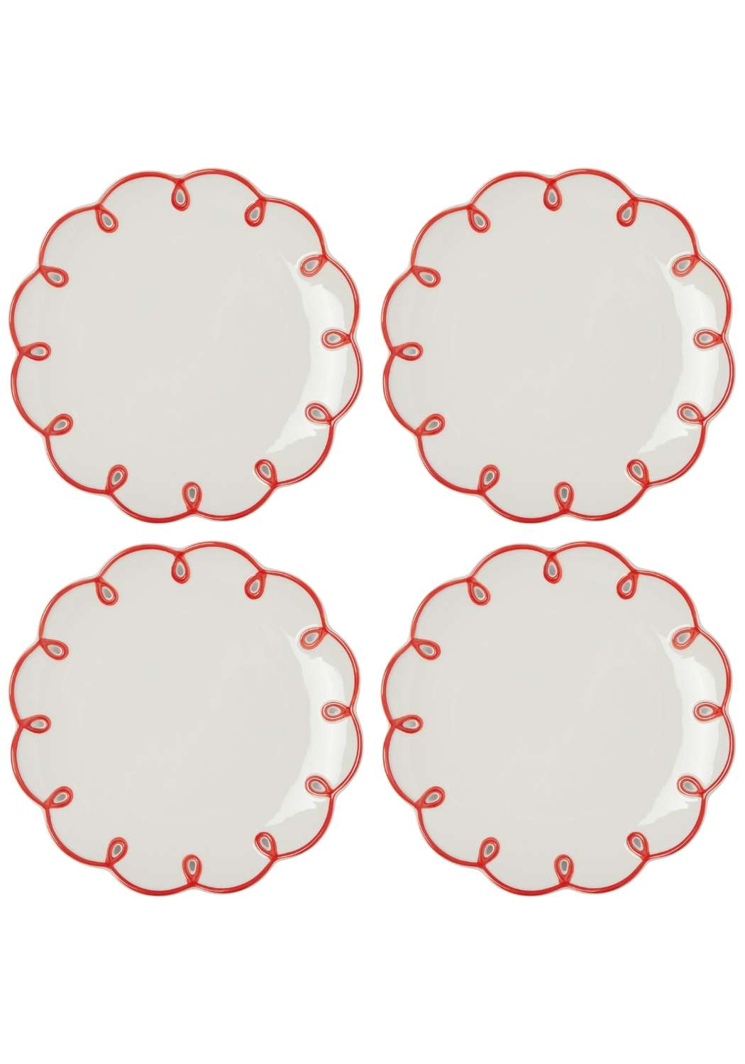 Rosy Red Scalloped Dinner Plates