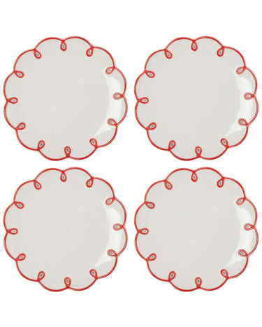 Rosy Red Scalloped Dinner Plates