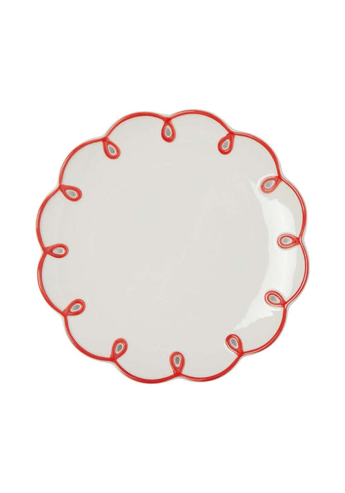Rosy Red Scalloped Lunch Plate - Set of 4