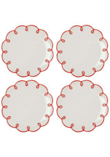 Rosy Red Scalloped Lunch Plate - Set of 4 - Casa by Josephine Jenno