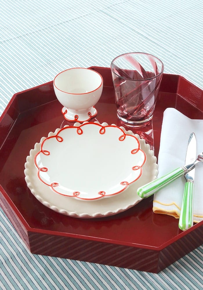 Rosy Red Scalloped Nibbles Bowl - Set of 4 - Casa by Josephine Jenno