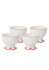 Rosy Red Scalloped Nibbles Bowl - Set of 4 - Casa by Josephine Jenno