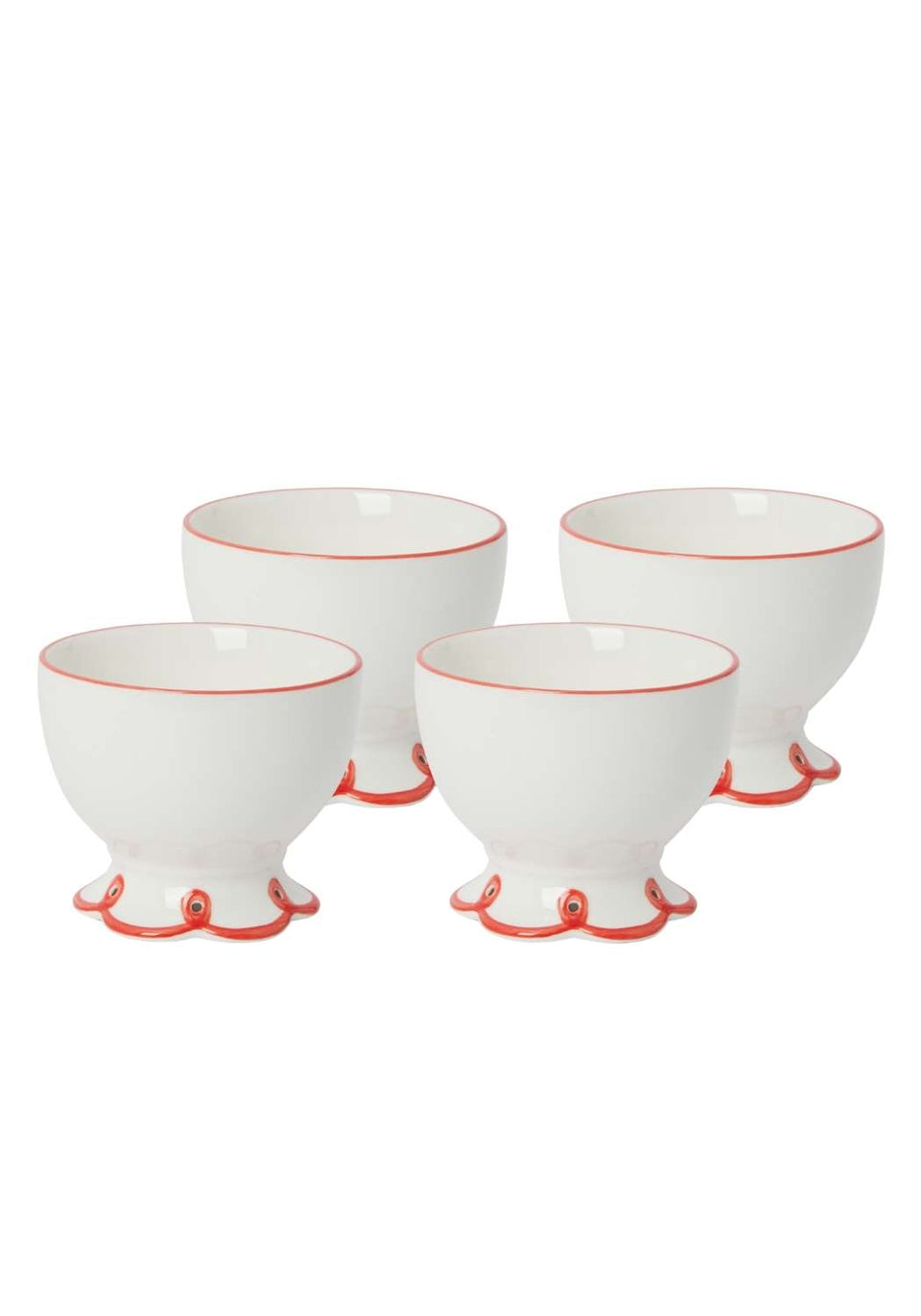 Rosy Red Scalloped Nibbles Bowl - Set of 4 - Casa by Josephine Jenno