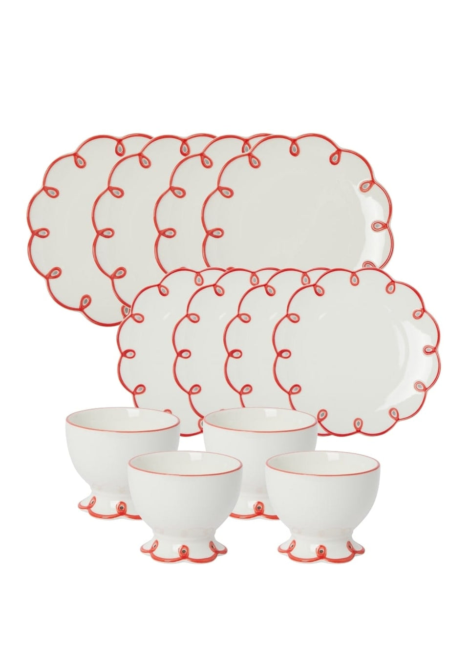 Rosy Red Scalloped Set