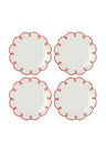 Rosy Red Scalloped Side Plates - Set of 4