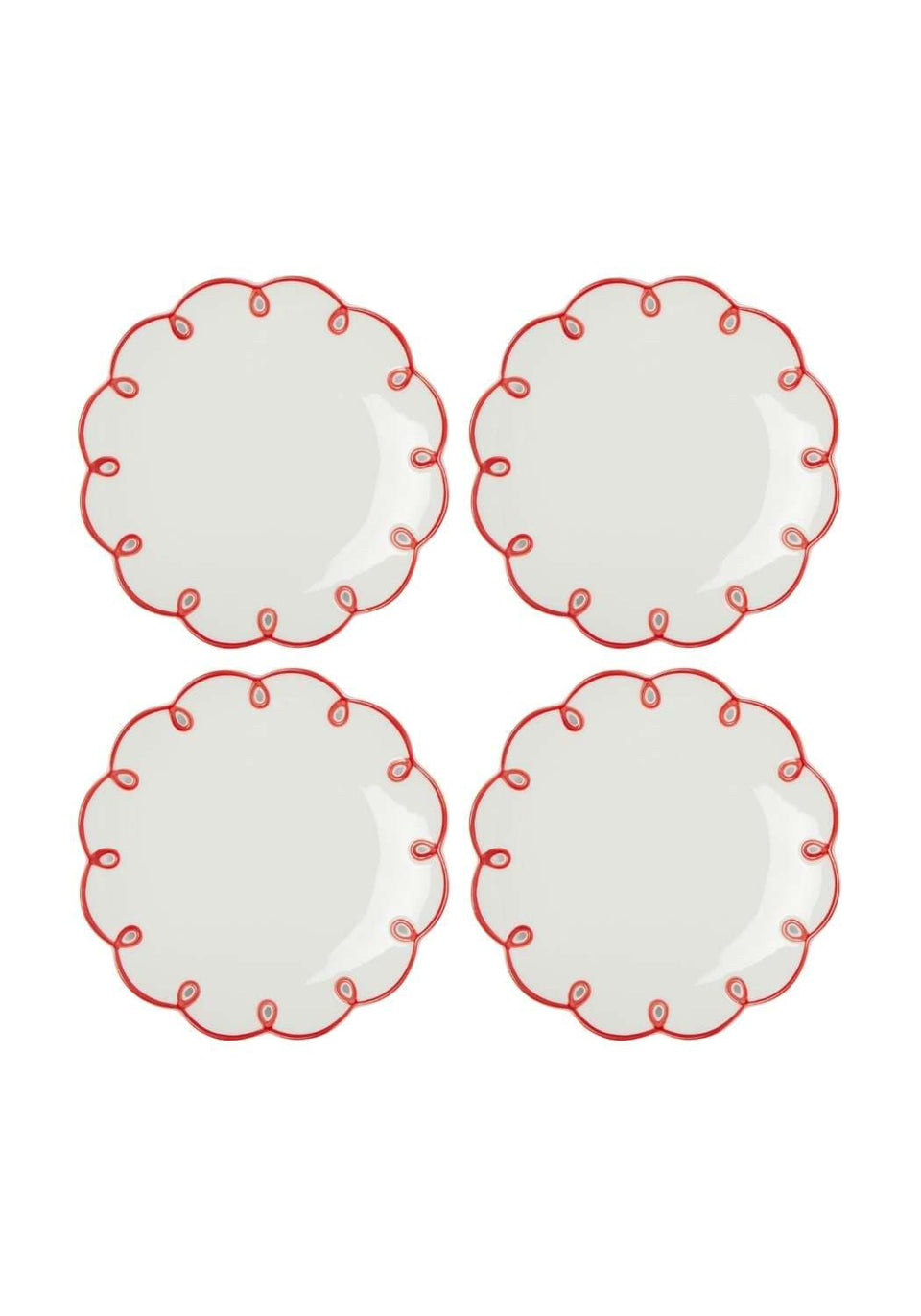 Rosy Red Scalloped Side Plates - Set of 4 - Casa by Josephine Jenno