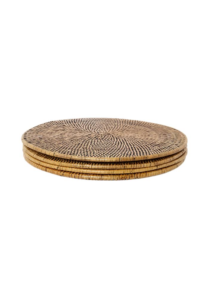 Round & Round Rattan Charger Brown - Set of 4 - Casa by Josephine Jenno