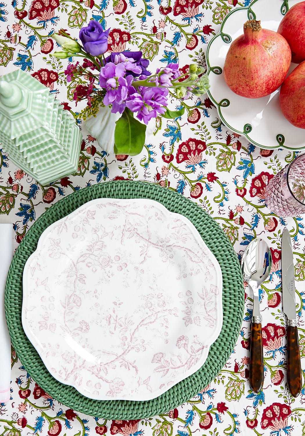 Round & Round Rattan Charger Green - Set of 4 - Casa by Josephine Jenno