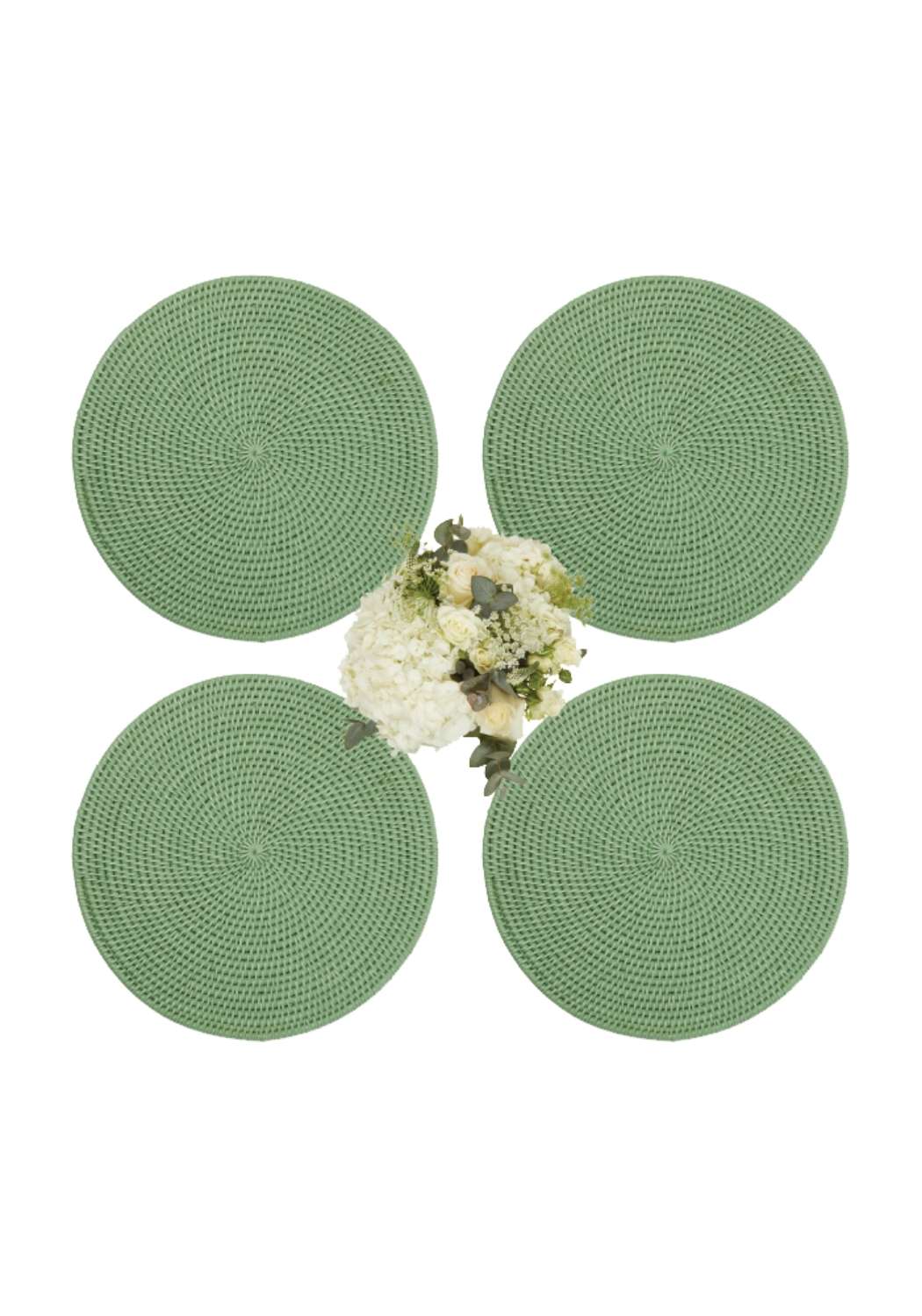 Round & Round Rattan Charger Green - Set of 4 - Casa by Josephine Jenno