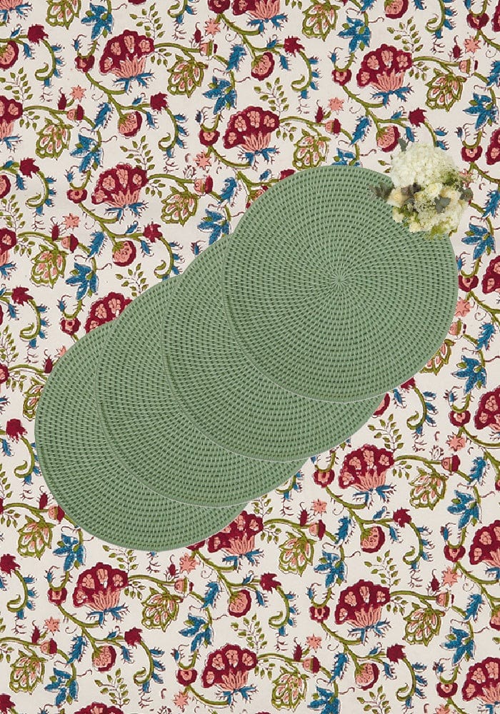 Round & Round Rattan Charger Green - Set of 4 - Casa by Josephine Jenno