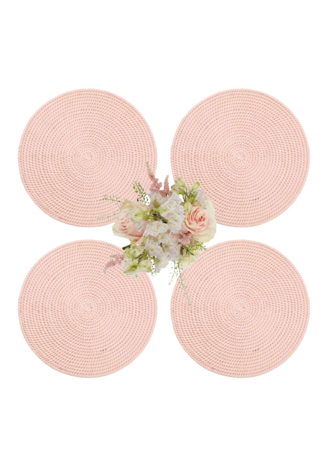Round & Round Rattan Placemat Pink - Set of 4 - Casa by Josephine Jenno