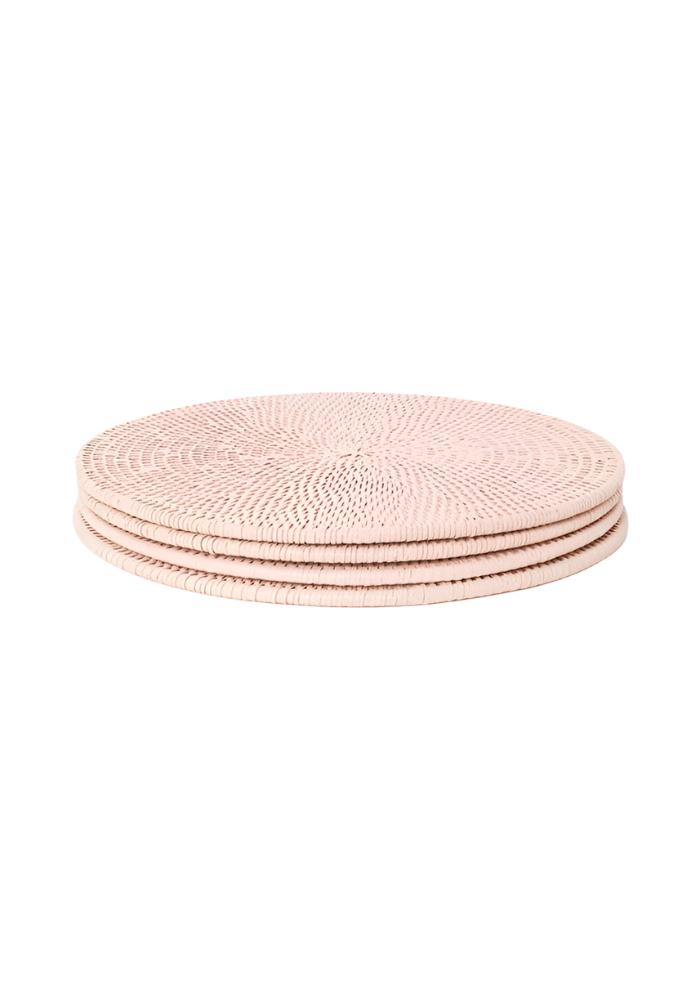 Round & Round Rattan Placemat Pink - Set of 4 - Casa by Josephine Jenno