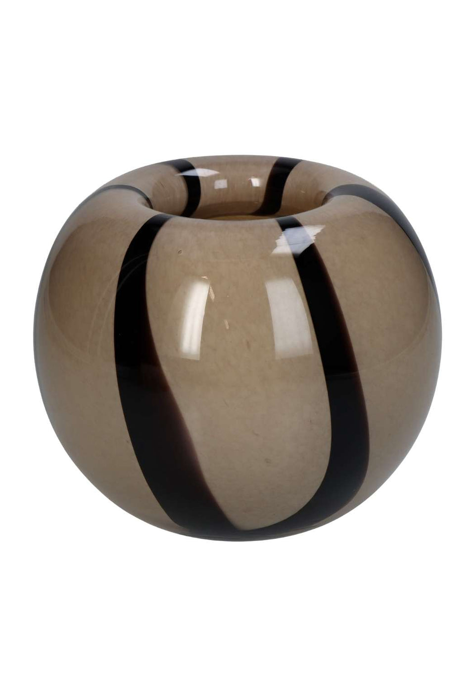 Rounded Striped Two Toned Brown Vase - Casa by Josephine Jenno