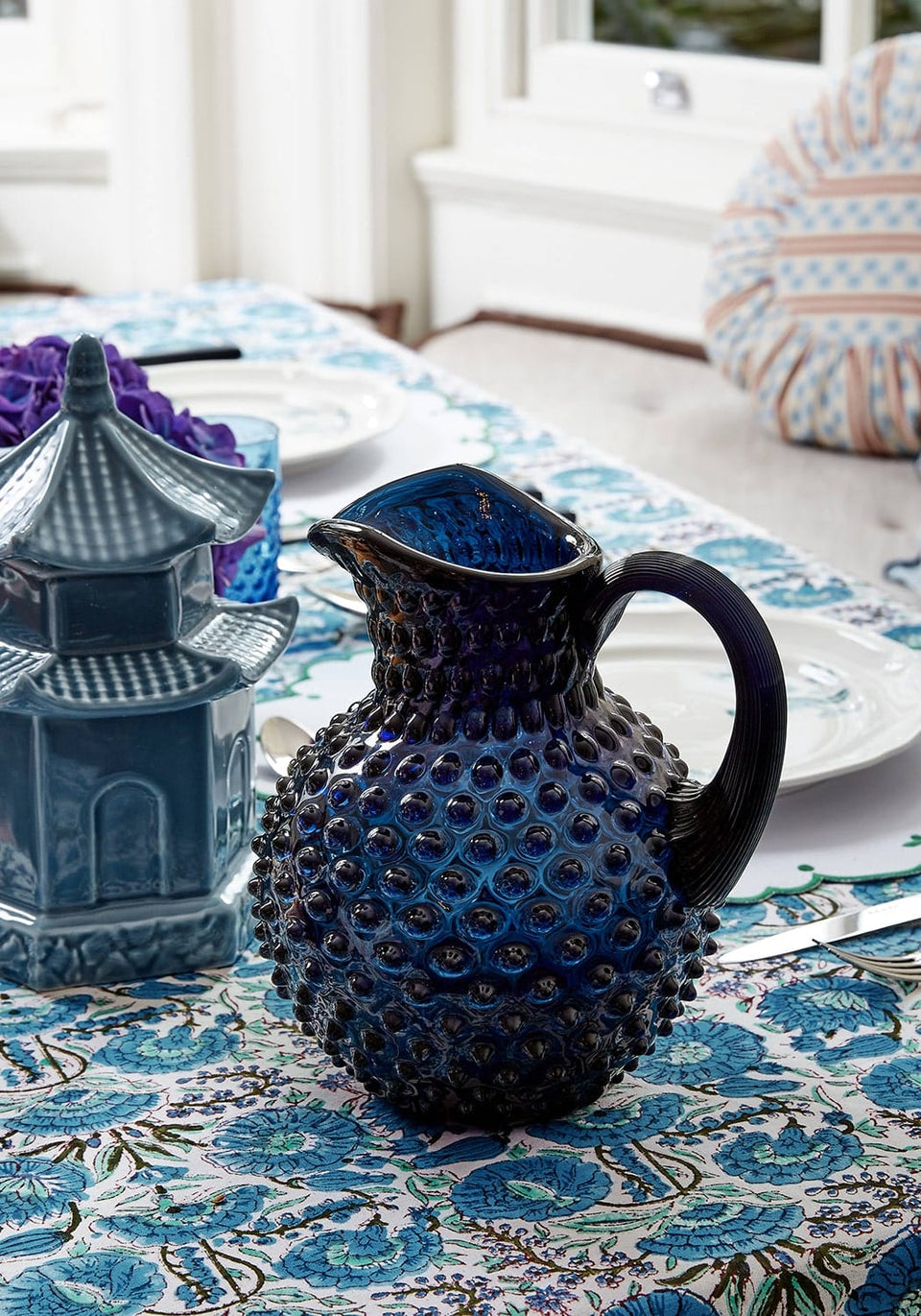 Royal Blue Jug with 4 tumblers
