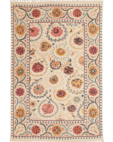 Antique Suzani Embroidered Rug - Large