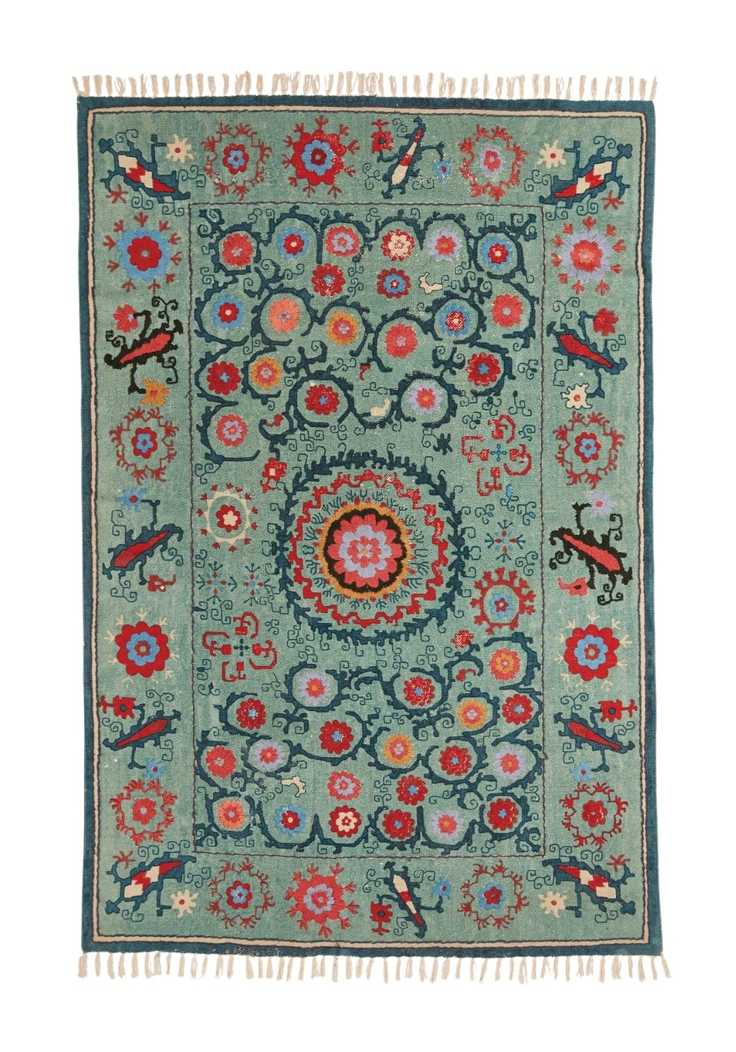 Blossoming Suzani Embroidered Rug - Large