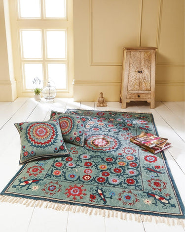 Blossoming Suzani Embroidered Rug - Small