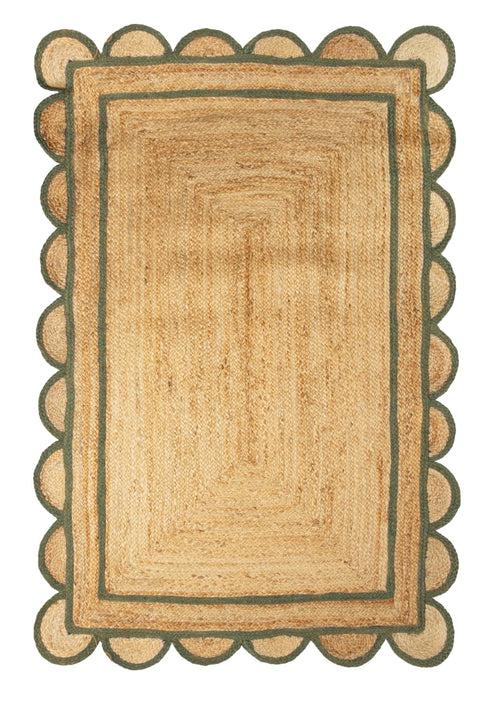 Green Scallop Jute Rug
