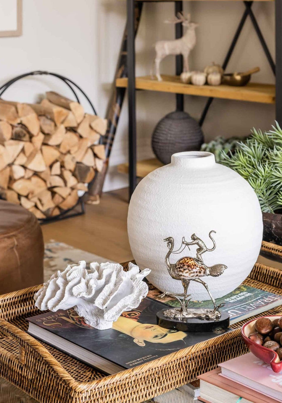 Saharan Dreams (Monkey On An Ostrich) Sculpture - Casa by Josephine Jenno