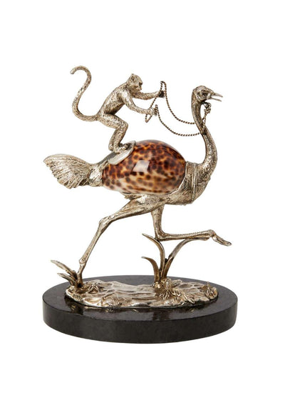 Saharan Dreams (Monkey On An Ostrich) Sculpture