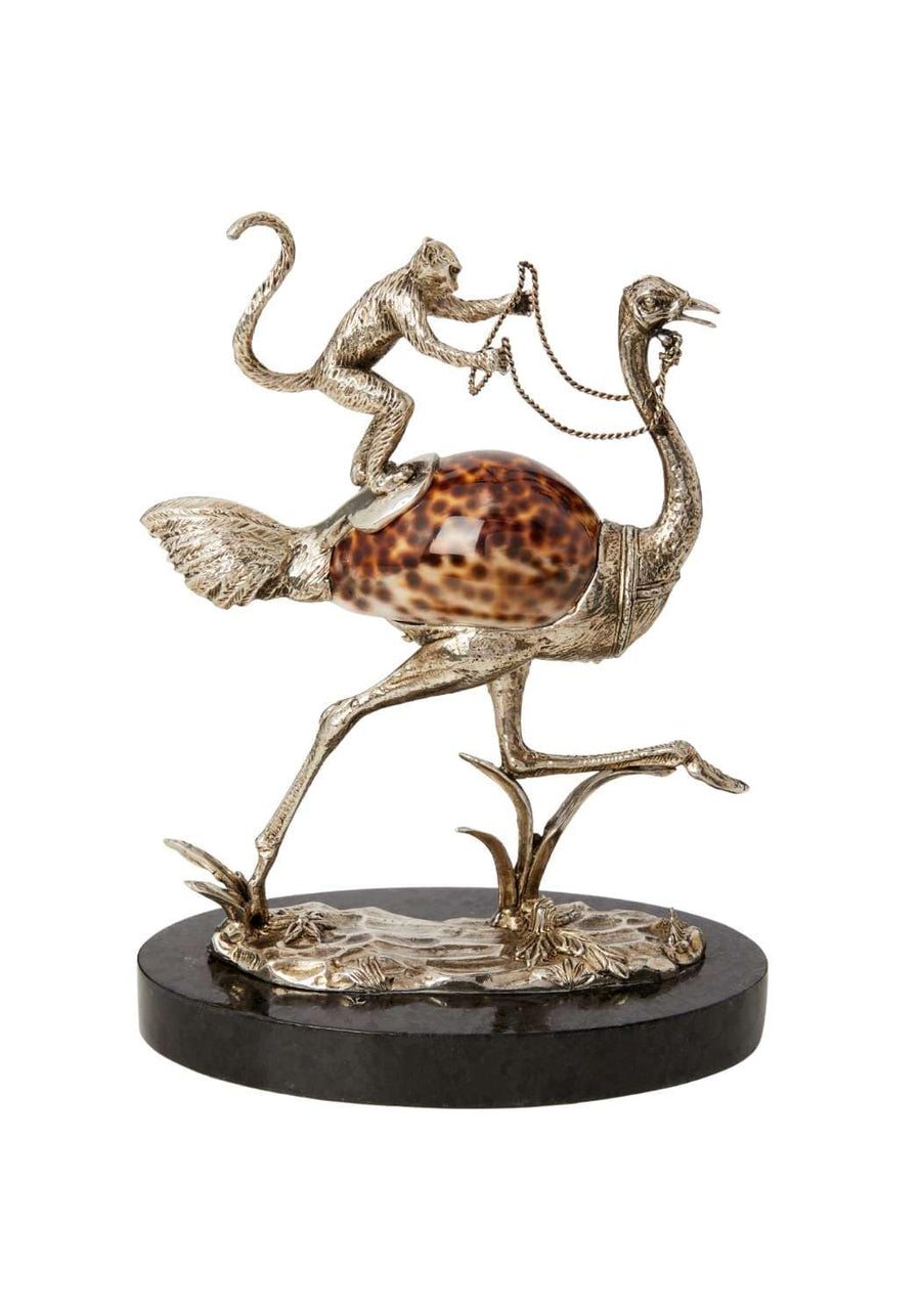 Saharan Dreams (Monkey On An Ostrich) Sculpture