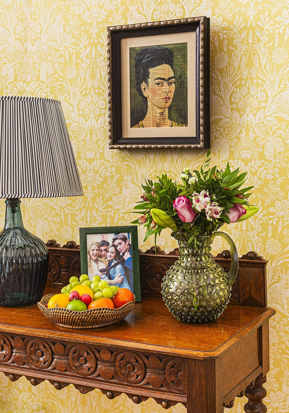 Saratoga Round Rattan Scalloped Tray - Brown - Casa by Josephine Jenno