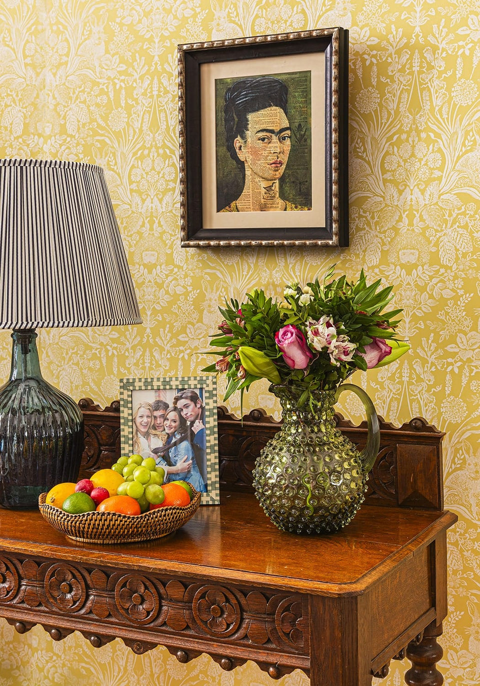 Saratoga Round Rattan Scalloped Tray - Brown - Casa by Josephine Jenno