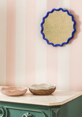 Saratoga Round Rattan Scalloped Tray - Pink - Casa by Josephine Jenno