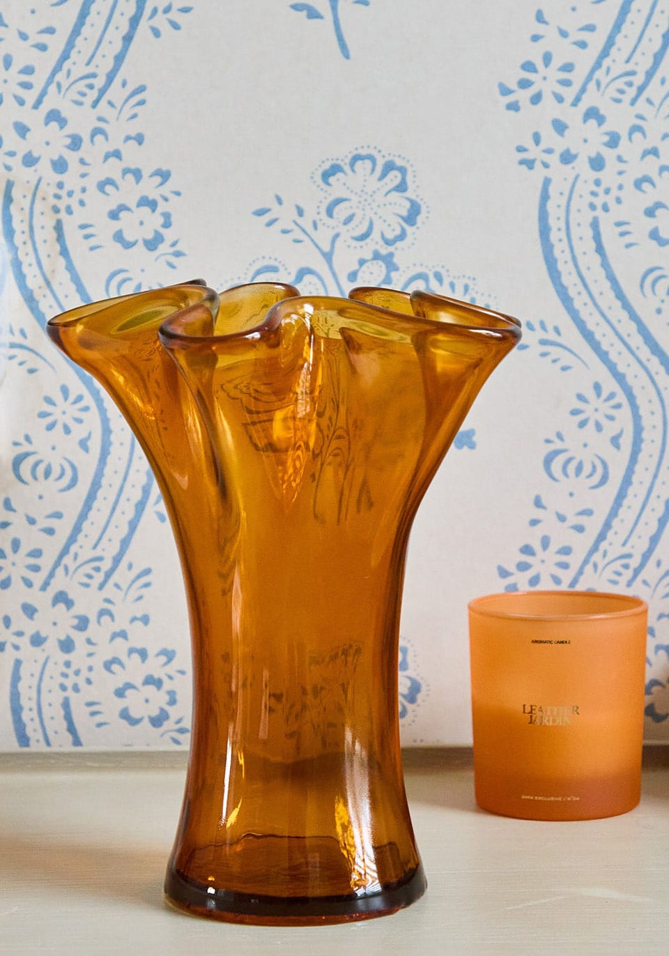 Scalloped Top Elegant Vase in Brown - Casa by Josephine Jenno