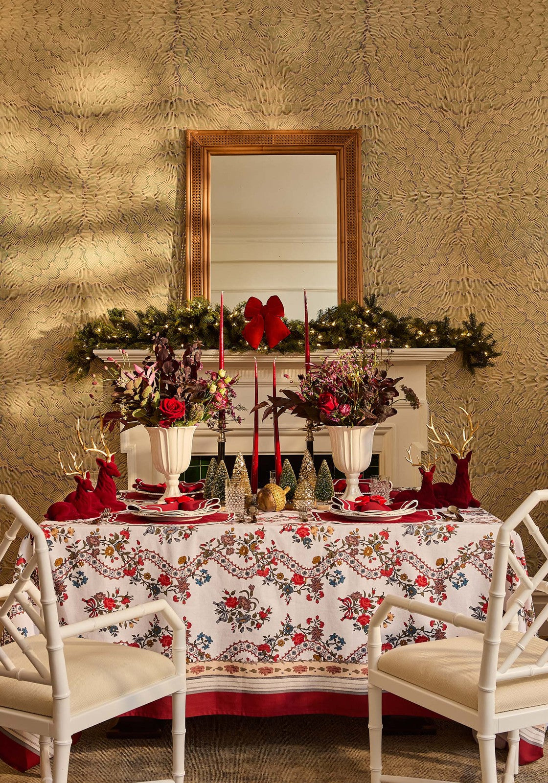 Burgundy Beauty: Flocked Sitting Deer
