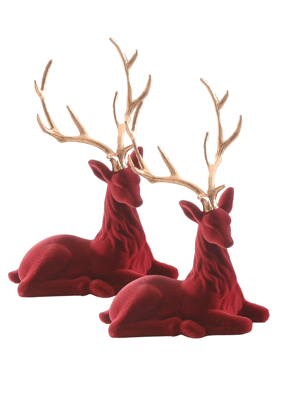 Burgundy Beauty: Large Flocked Sitting Deer