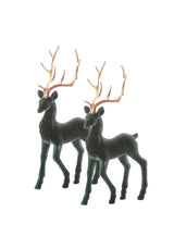 Forest Majesty: Green Flocked Deer Set of 4