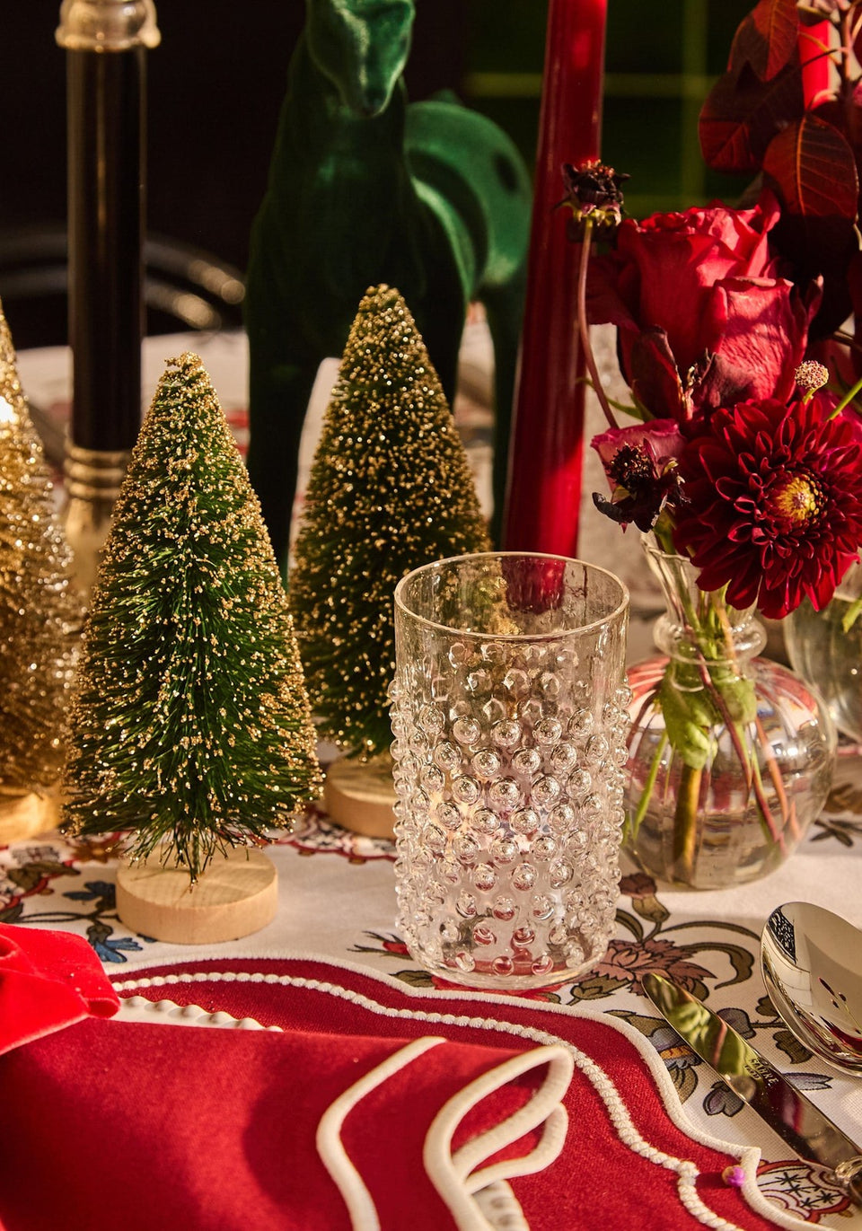 Forest Majesty: Large Green Flocked Deer