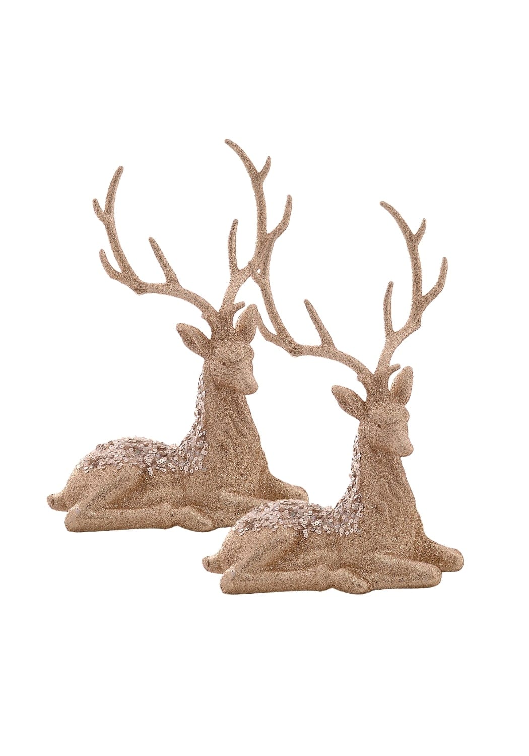 Golden Grace: Champagne Gold Sitting Deer Set of 4