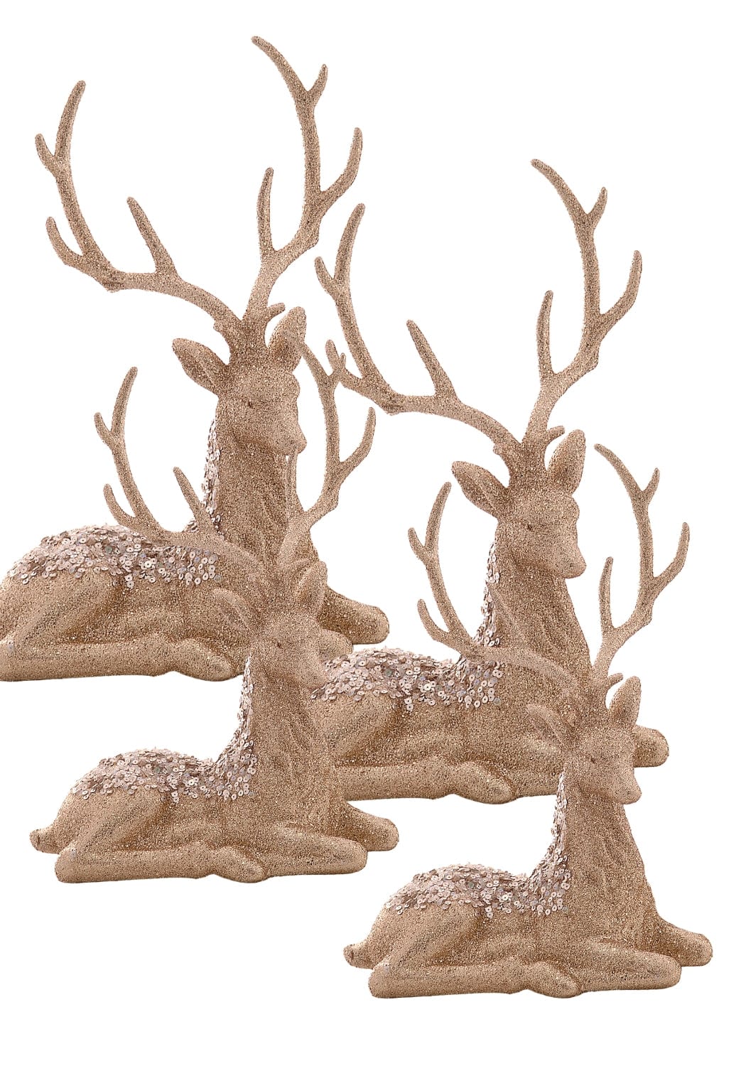 Golden Grace: Champagne Gold Sitting Deer Set of 4