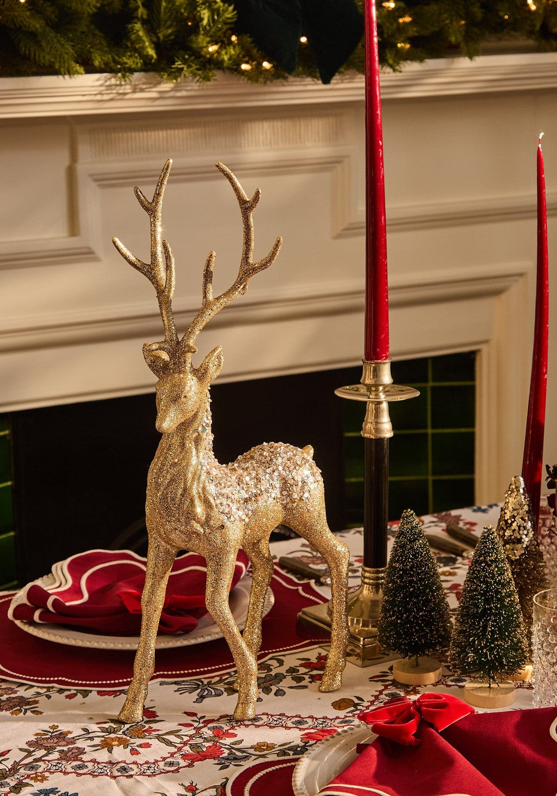 Golden Grace: Large Champagne Gold Deer