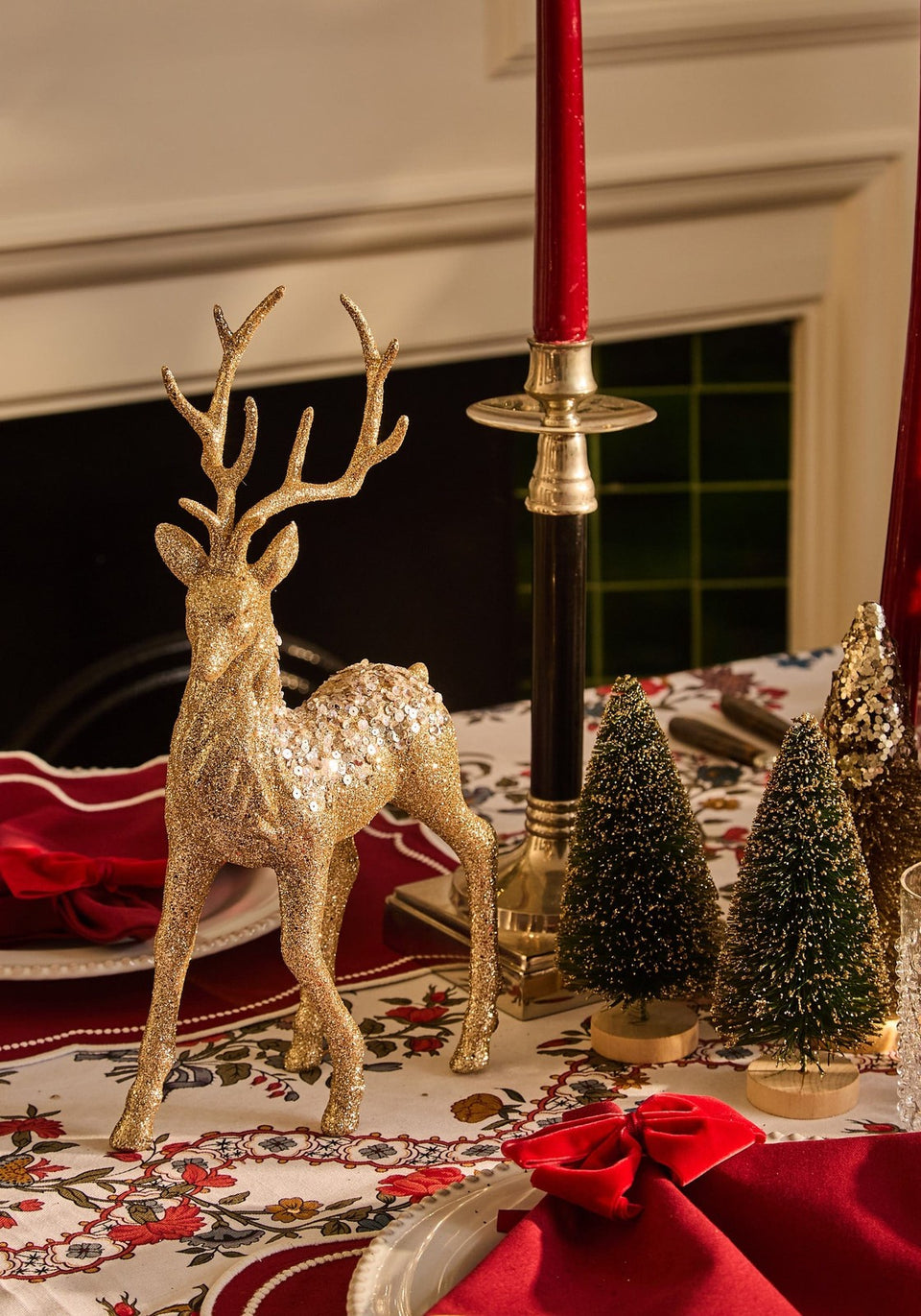 Golden Grace: Large Champagne Gold Deer