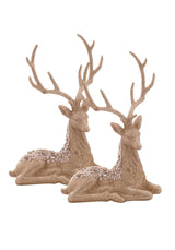Golden Grace: Large Champagne Gold Sitting Deer