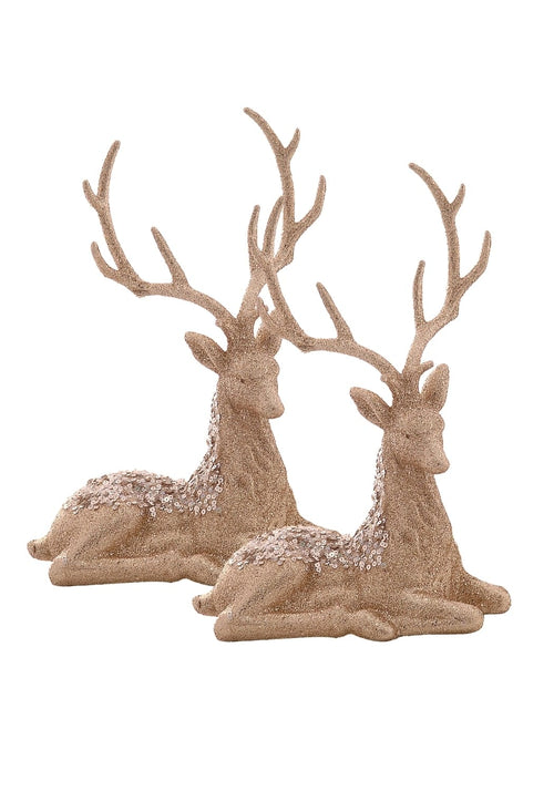 Golden Grace: Large Champagne Gold Sitting Deer