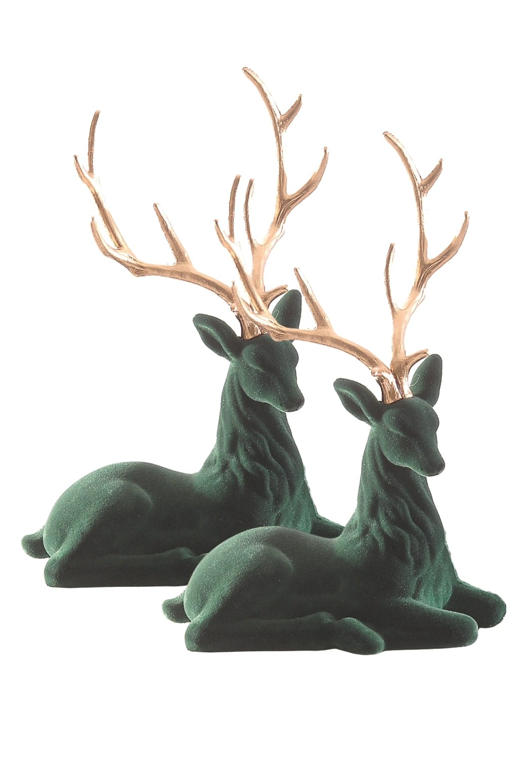 Resting Royalty: Large Green Flocked Sitting Deer