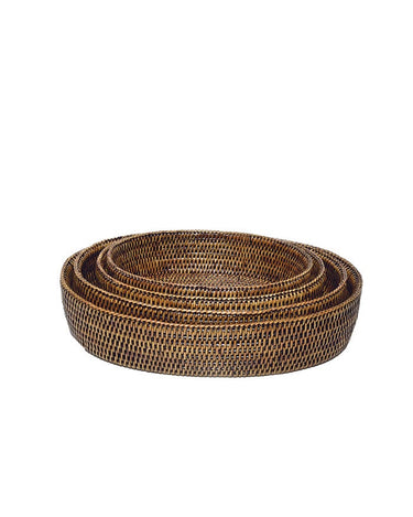 Large Oval Rattan Bowl