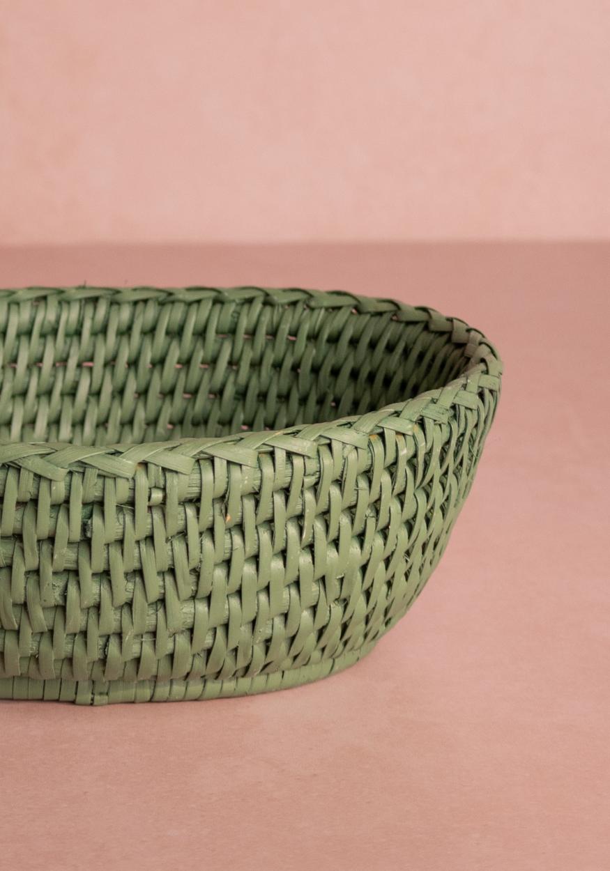 Mayfair Tray Hold All Rattan Basket in Green