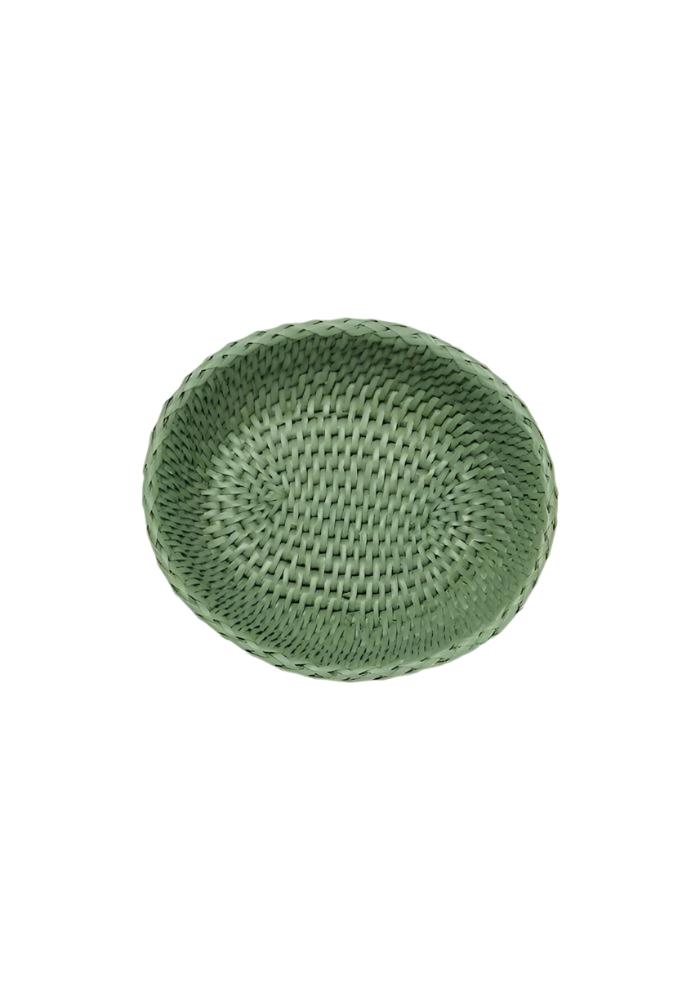 Serving Piece Mayfair Trinket Tray Hold All Rattan Basket in Green