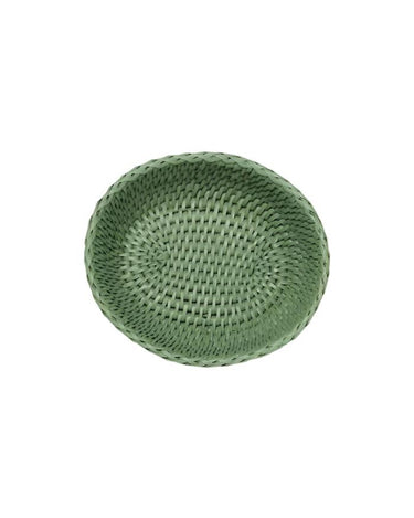 Serving Piece Mayfair Trinket Tray Hold All Rattan Basket in Green