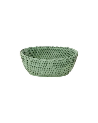 Serving Piece Mayfair Trinket Tray Hold All Rattan Basket in Green