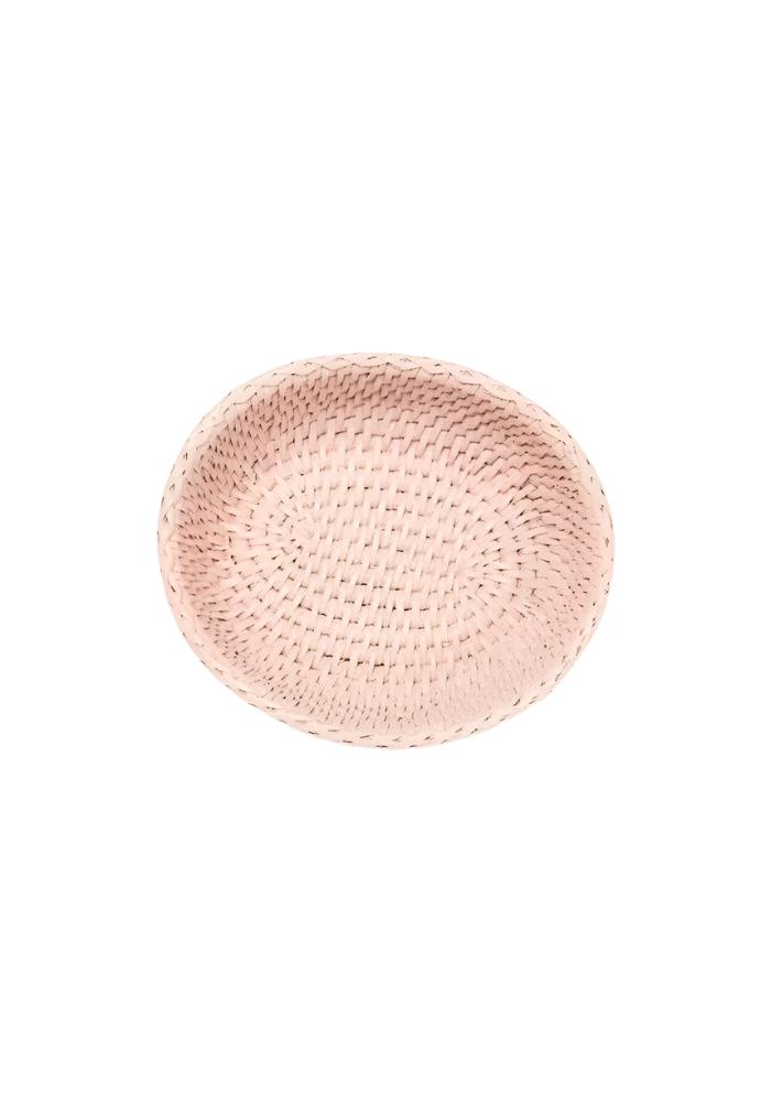 Serving Piece Mayfair Trinket Tray hold All Rattan Basket in Pink