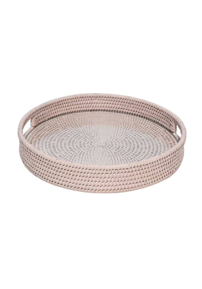 Serving Piece Myanmar's Majesty Rattan Serving Tray - Pink