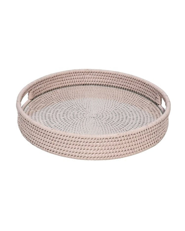 Serving Piece Myanmar's Majesty Rattan Serving Tray - Pink