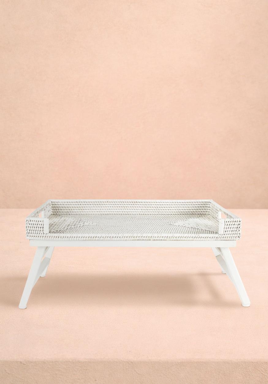 Rattan Breakfast Tray - White